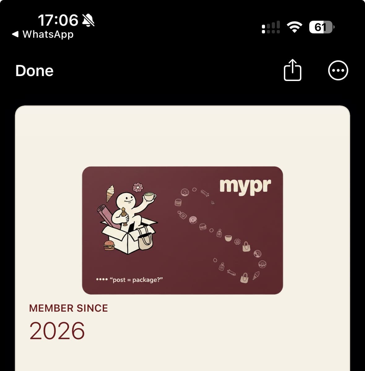 MyPR Apple Wallet pass — member since 2026